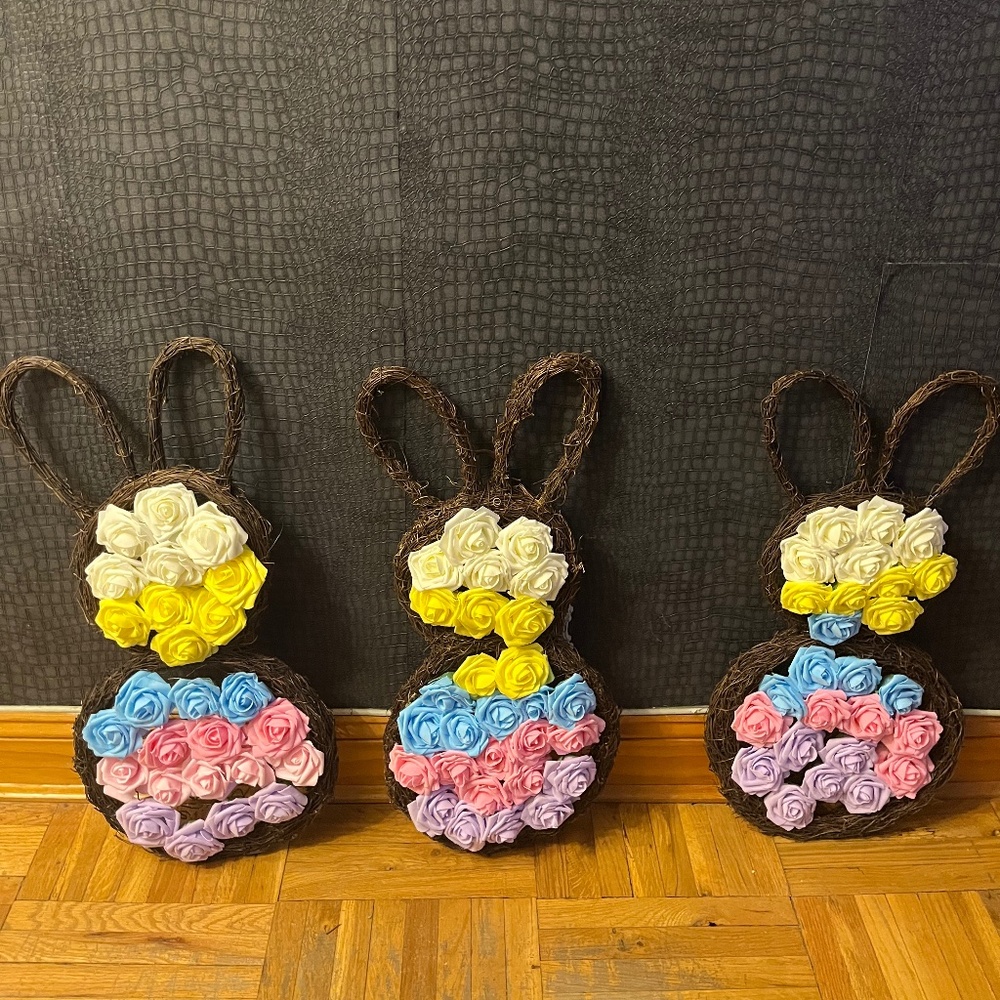 Wicker Rose Bunny Rabbits- 1 per order